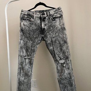 Levi's Line 8 Acid Wash Black Distressed Denim Jeans